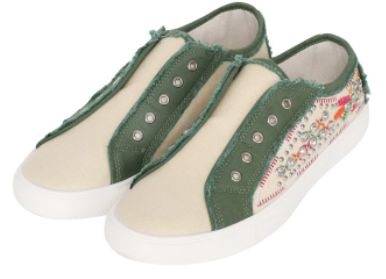 Montana West Embroidered Canvas Shoes (Green)